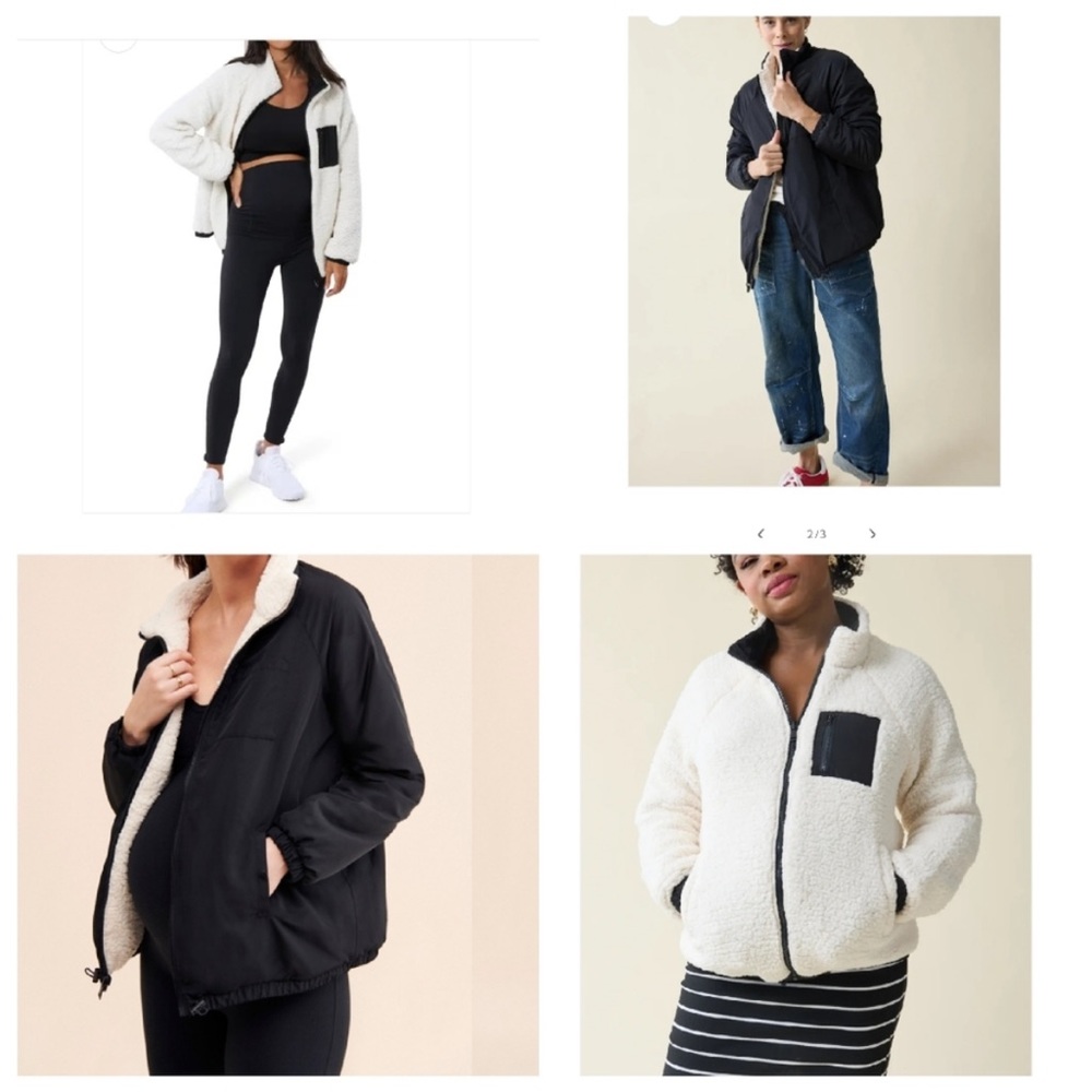 Ingrid & Isabel Black Bomber Jacket with Soft Cream Lining - Picture 2 of 6